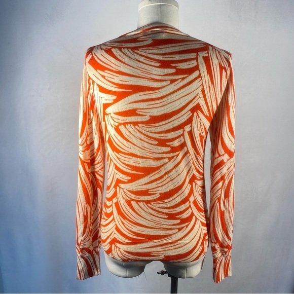 J Crew Jackie Cardigan Sweater Palm Print Gold Buttons Size M F8269 Merino Wool - Picture 6 of 10